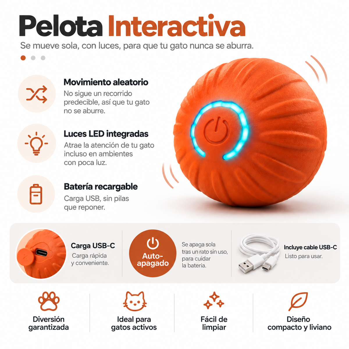 Pelota Interactiva para Gatos