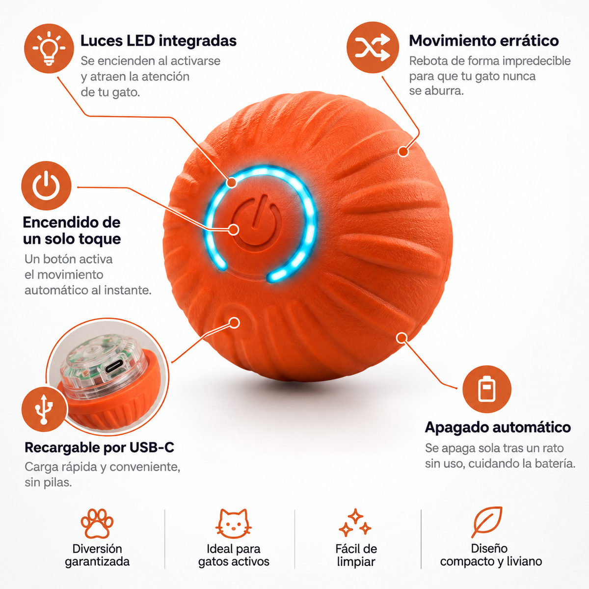 Combo 2x Pelota Eléctrica para Gatos