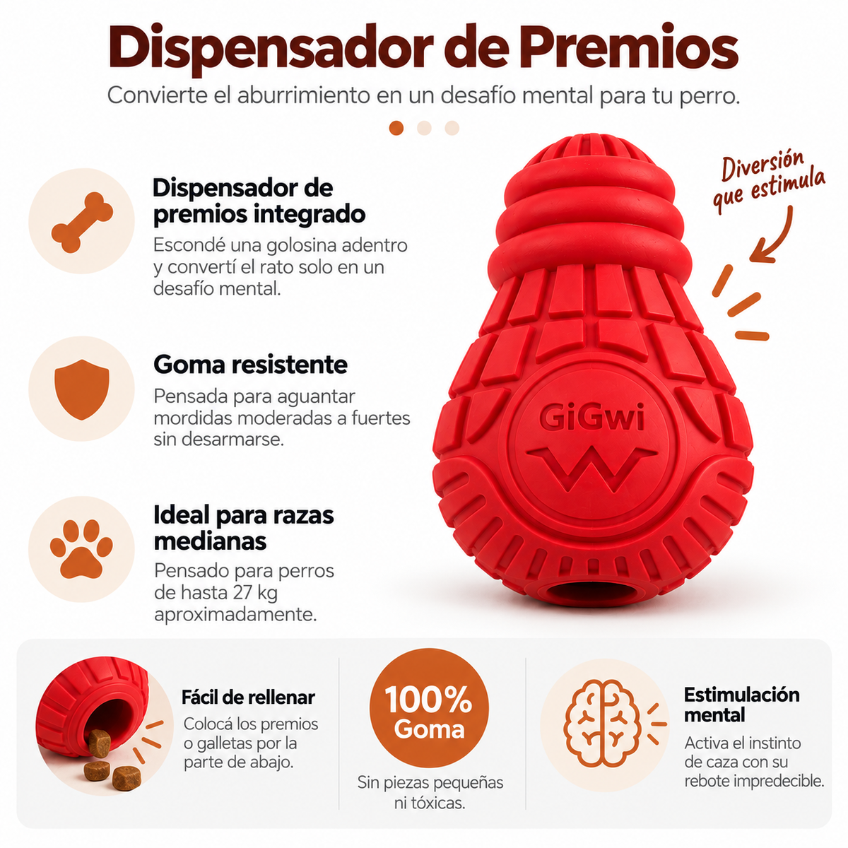 GiGwi Dispensador de Premios para Perros Medianos (De 16 hasta 27 kgs)