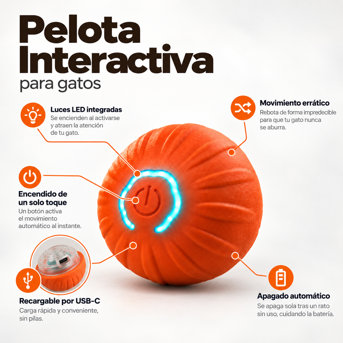 Pelota Interactiva para Gatos